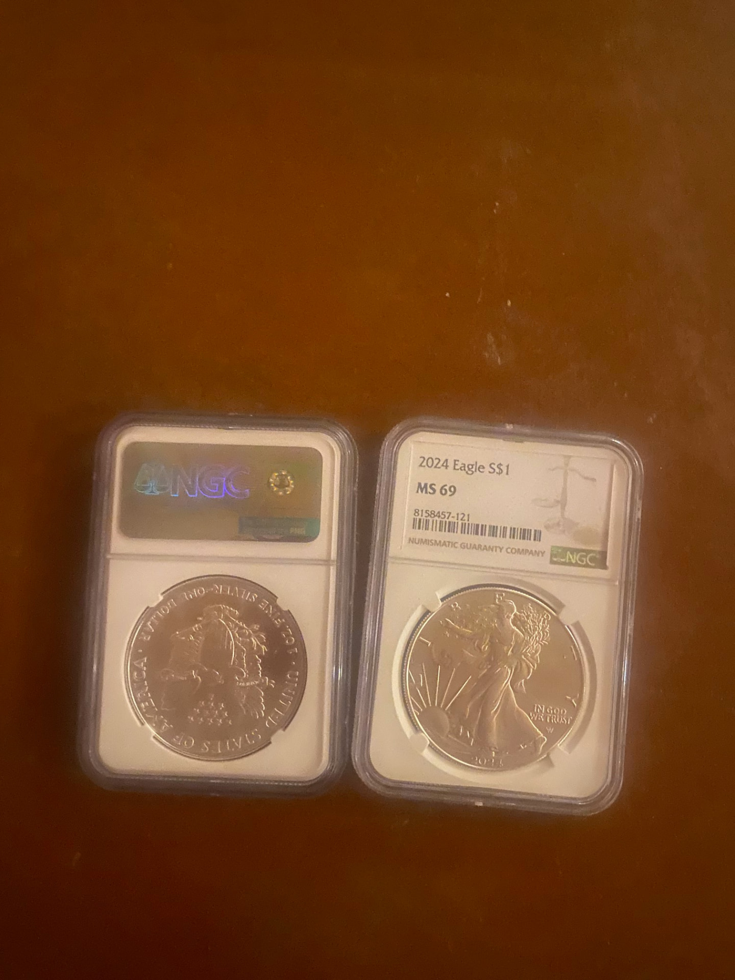 American Silver Eagle Complete Date Set 1986–2026 — 41 Coins, Certified MS69 — obverse shown in hand, photographed in hand at Capstone Metals.